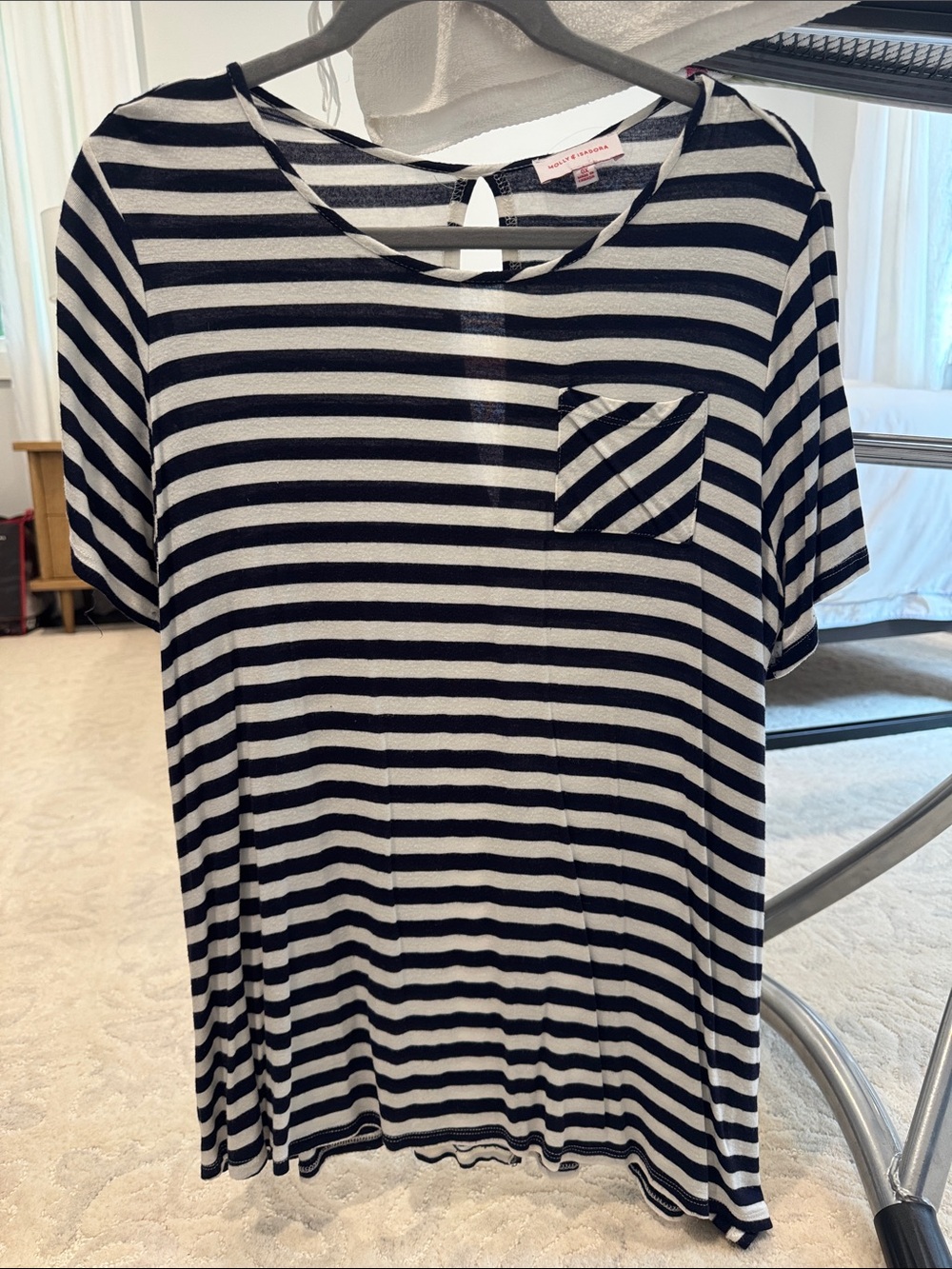 Striped Short Sleeve Pocket Tee - Black & White